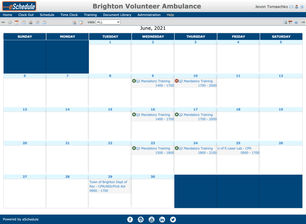 Events Calendar screenshot