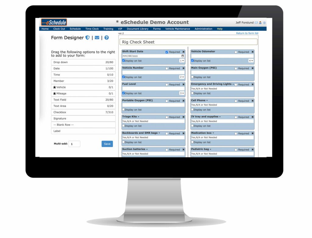 Form Designer computer screen