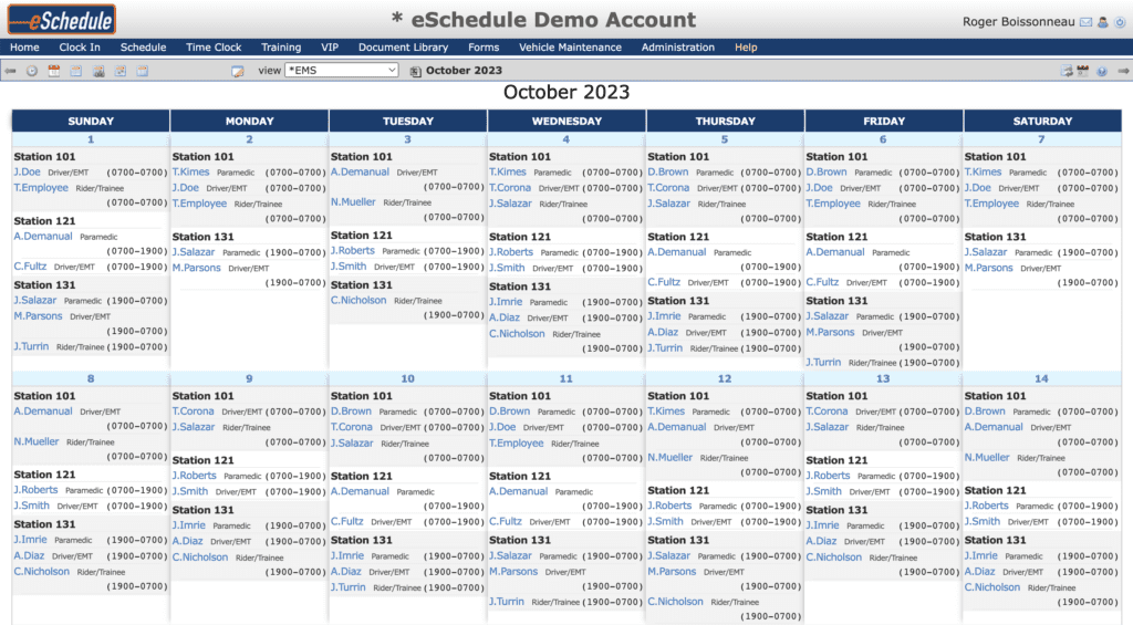 Monthly Schedule screenshot